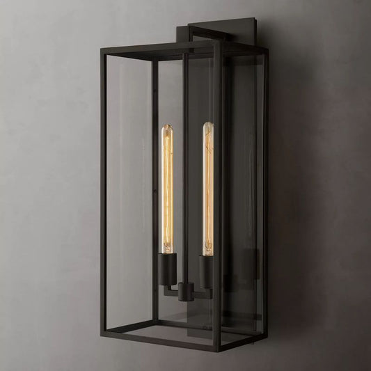 Outdoor Square Lantern Wall Sconce 28"
