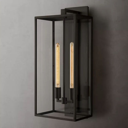Outdoor Square Lantern Wall Sconce 28"