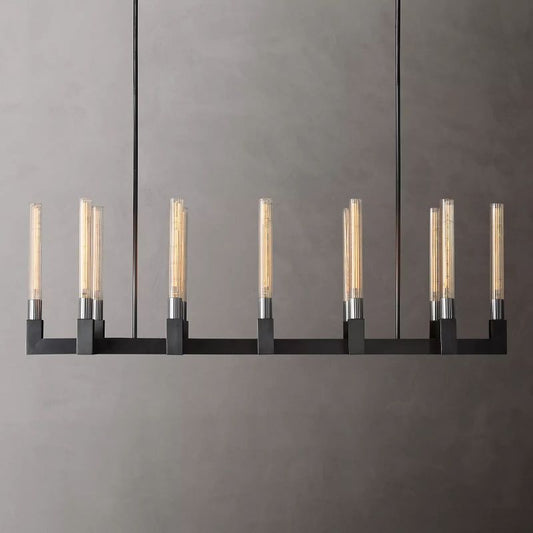 Prismatic Glass Linear Chandelier 55"