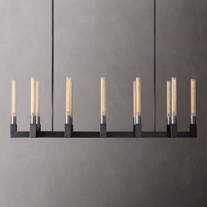 Prismatic Glass Linear Chandelier 55"
