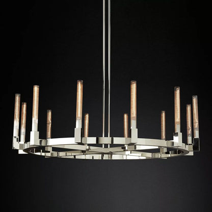 Prismatic Glass Round Chandelier 60"