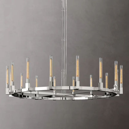 Prismatic Glass Round Chandelier 72"