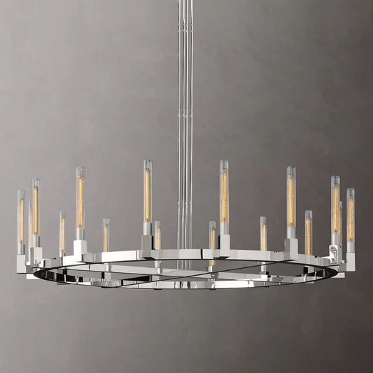 Prismatic Glass Round Chandelier 72"
