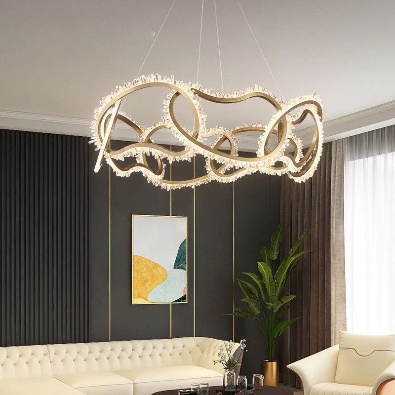 Rock Crystal Multi Ring Chandelier