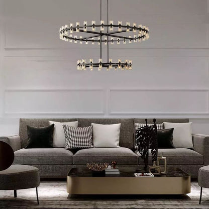 Aka Wine-glass Round Two-Tier Chandelier 60"